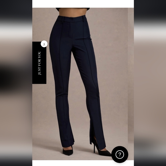 Wonder Woman Navy High Waist Straight Leg Trousers With Hem Split - Picture 1 of 5